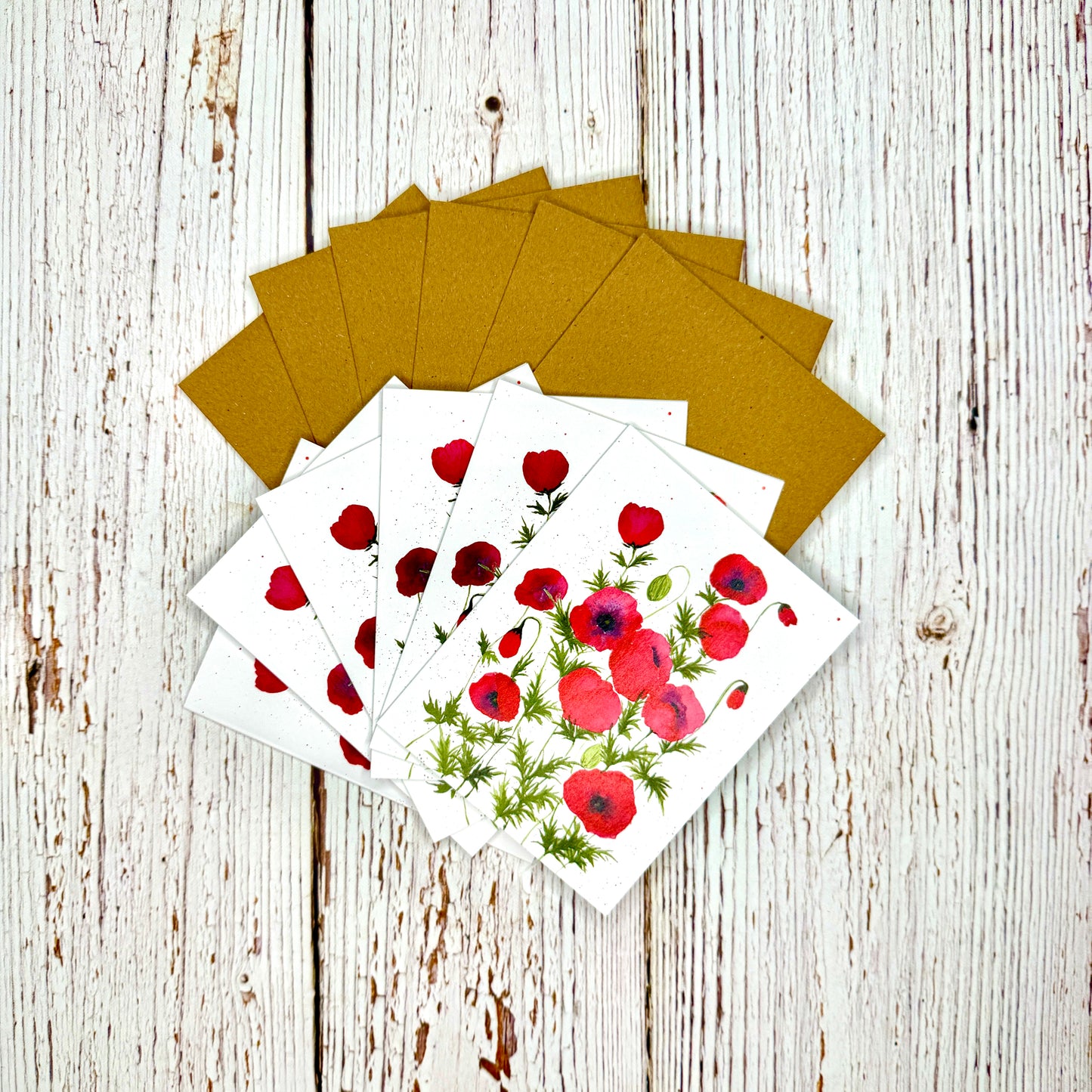 Note Cards, 6pk - Red Poppies