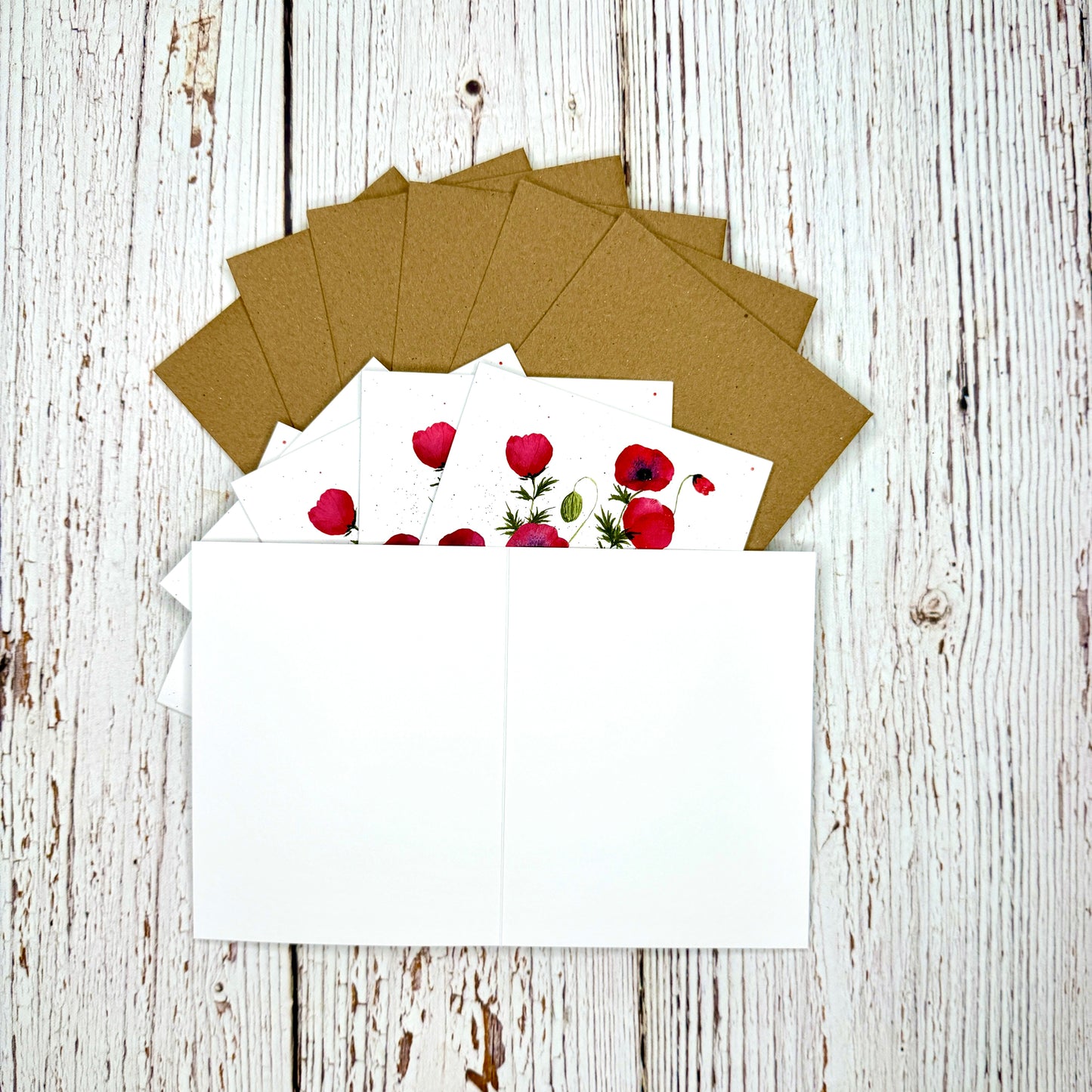 Note Cards, 6pk - Red Poppies