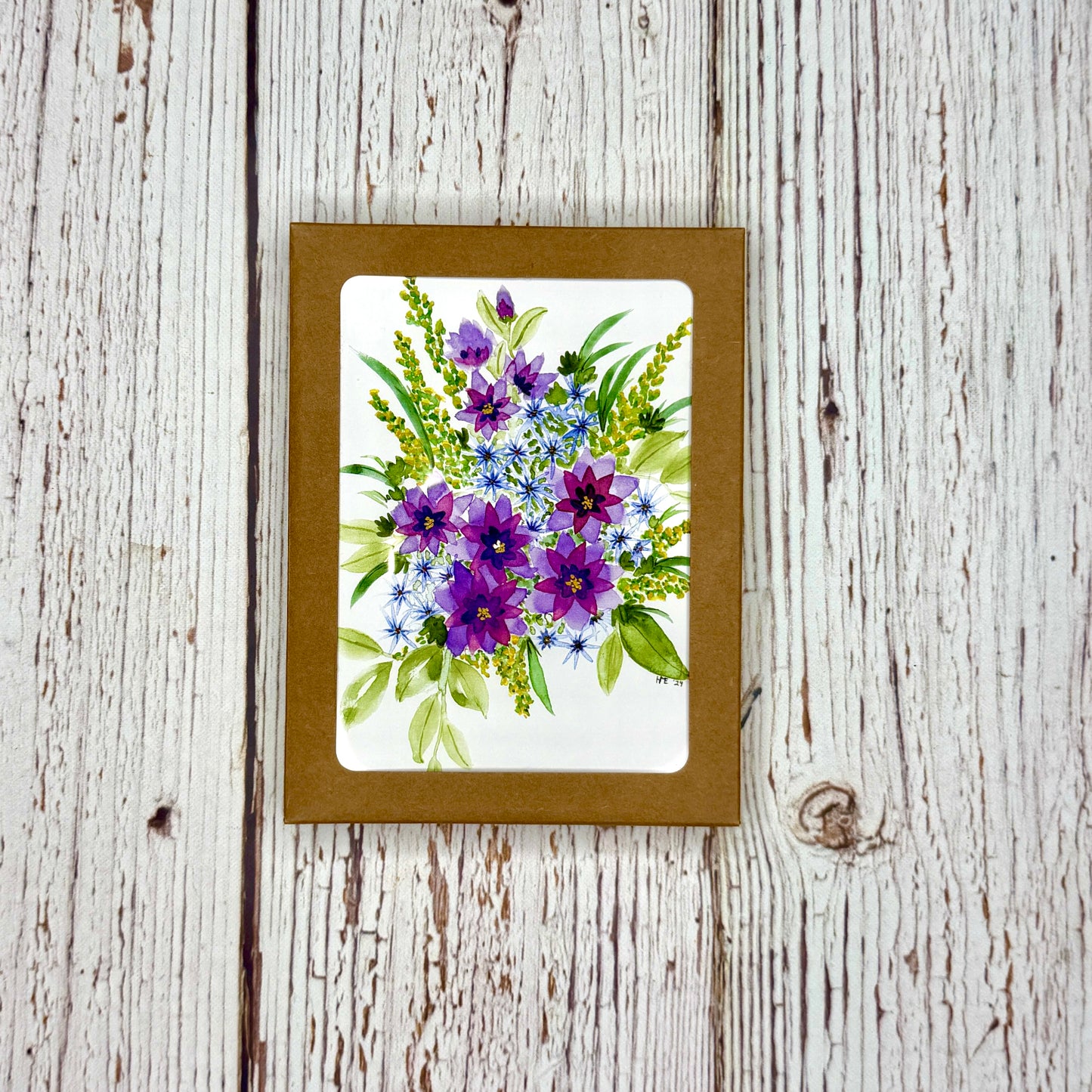 Note Cards, 6pk - Blue Star Flower Mix