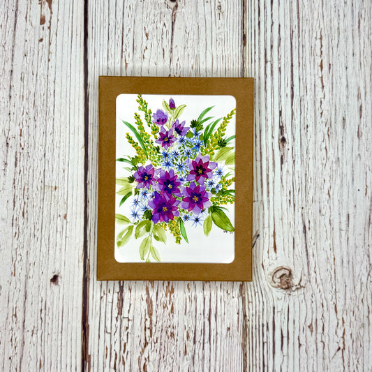 Note Cards, 6pk - Blue Star Flower Mix