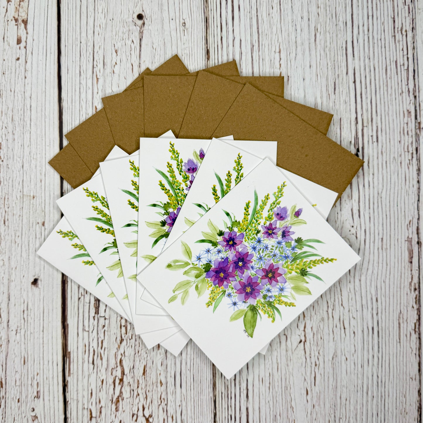 Note Cards, 6pk - Blue Star Flower Mix
