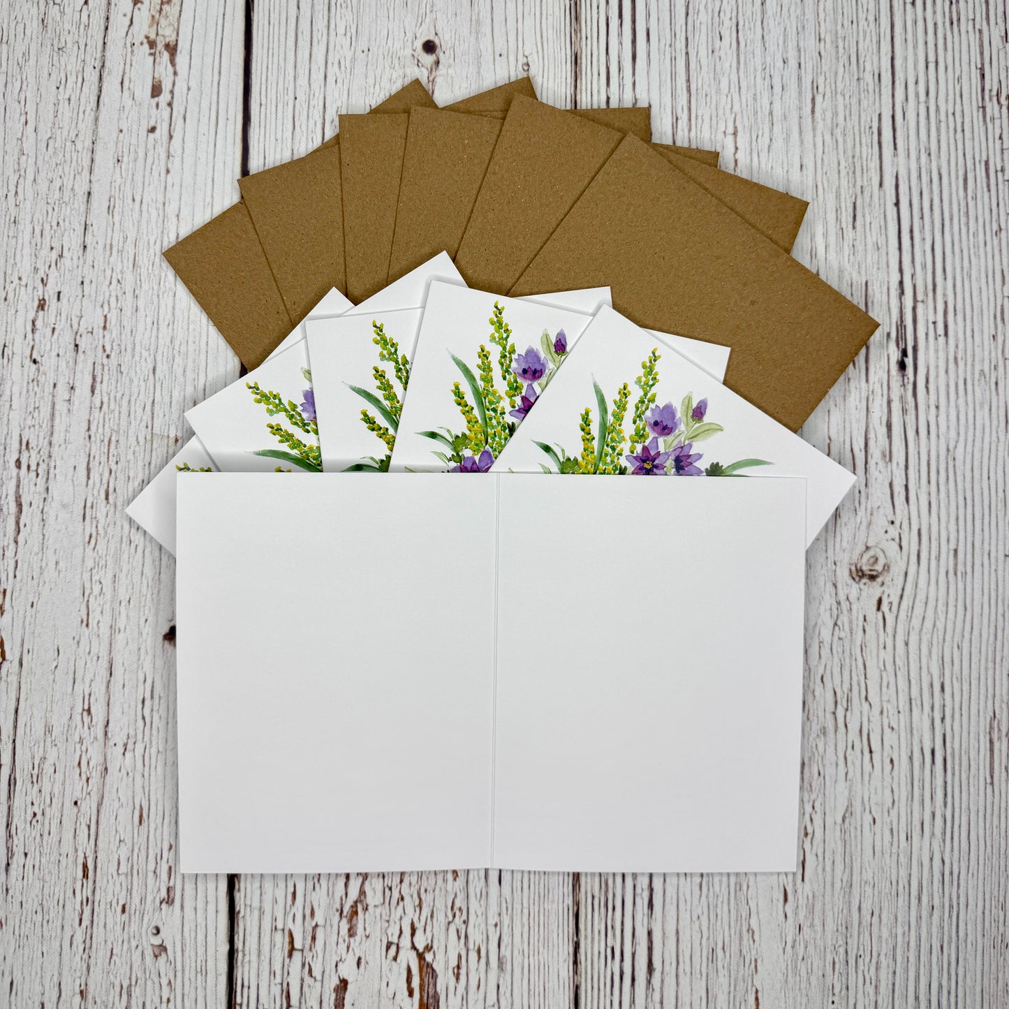 Note Cards, 6pk - Blue Star Flower Mix